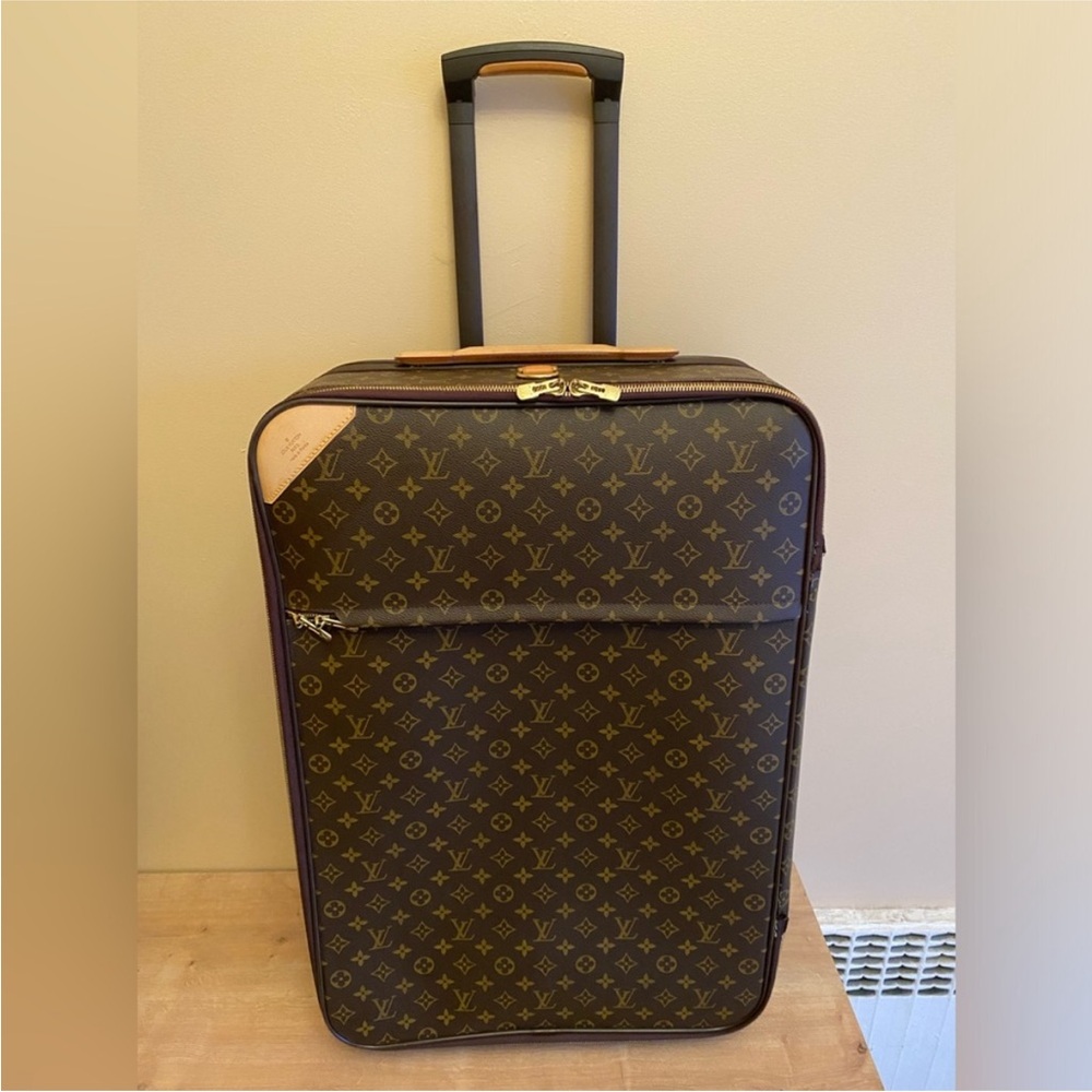Louis Vuitton Brown Monogram Rolling Carry-On with Tan Accents